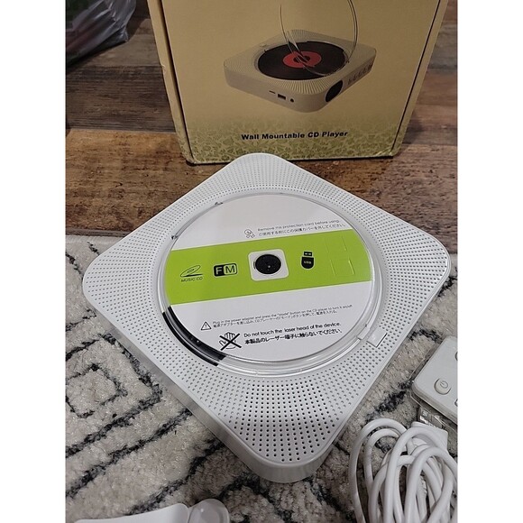 Wall Mountable CD PLAYER Music & FM Radio Bluetooth USB Remote White NEW Listbin - Picture 5 of 14